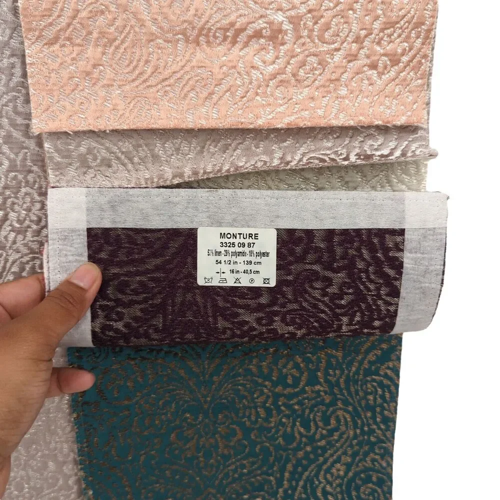 CASAMANCE Monture Sample Book Fabric 12 Swatches Silver Damask Metallic 33 x 27